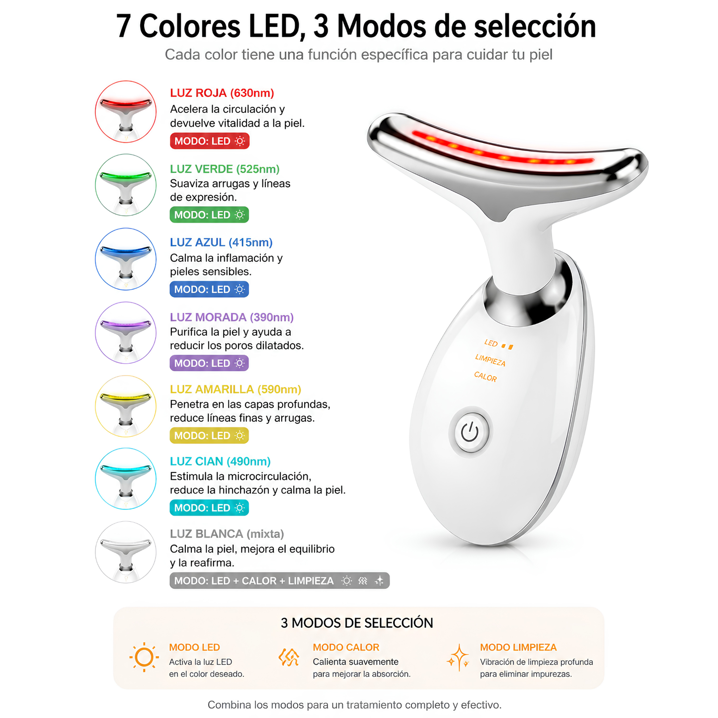 Masajeador Facial LED 7 en 1